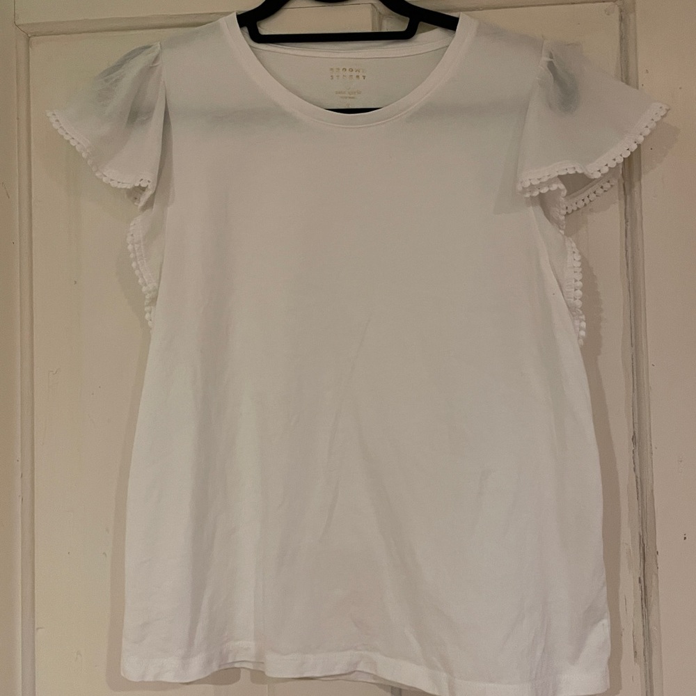 White lace shoulder flutter sleeve tee kate spade